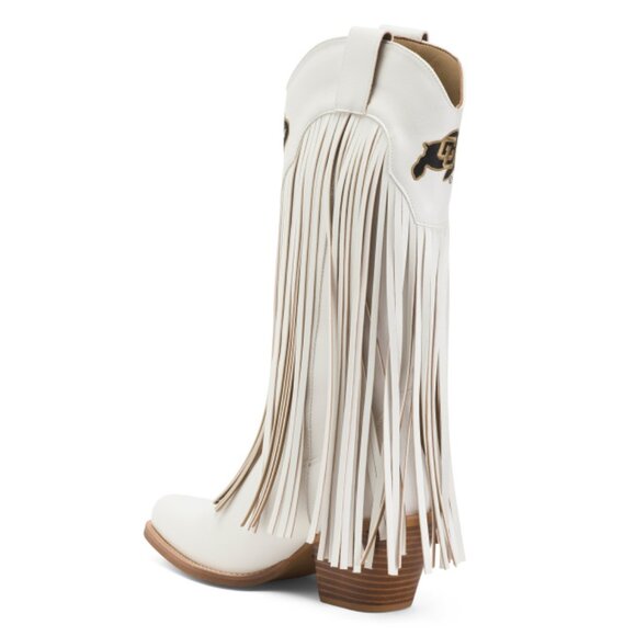VACCARI BOOTS White Colorado Kacey Fringe Western Boots - Picture 2 of 2
